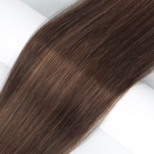 Rich Brunette SRQ HAIR Extensions Handtied weft IBE Invisible Bead Method Luna Method Bellami Habbit Waterfall Human Hair Extensions